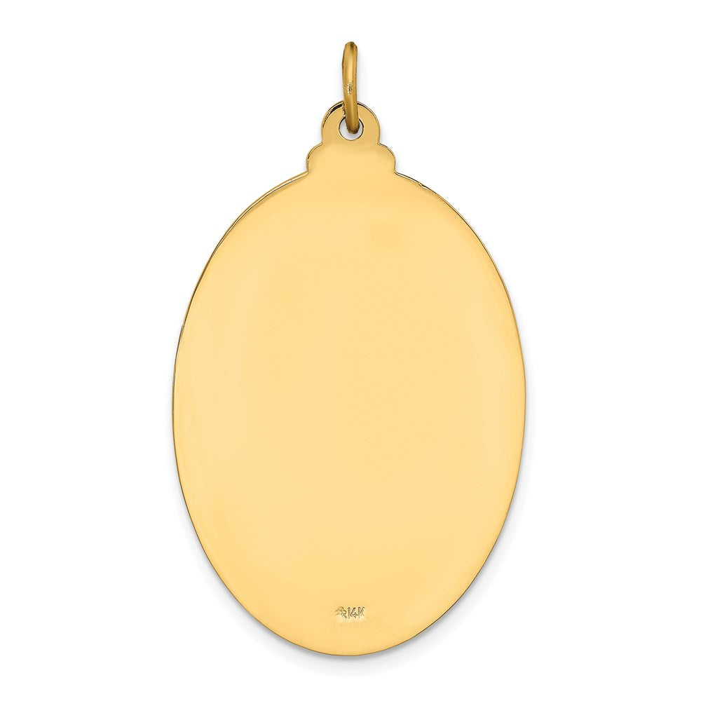 14k Solid Polished/Satin Large Oval St. Christopher Medal