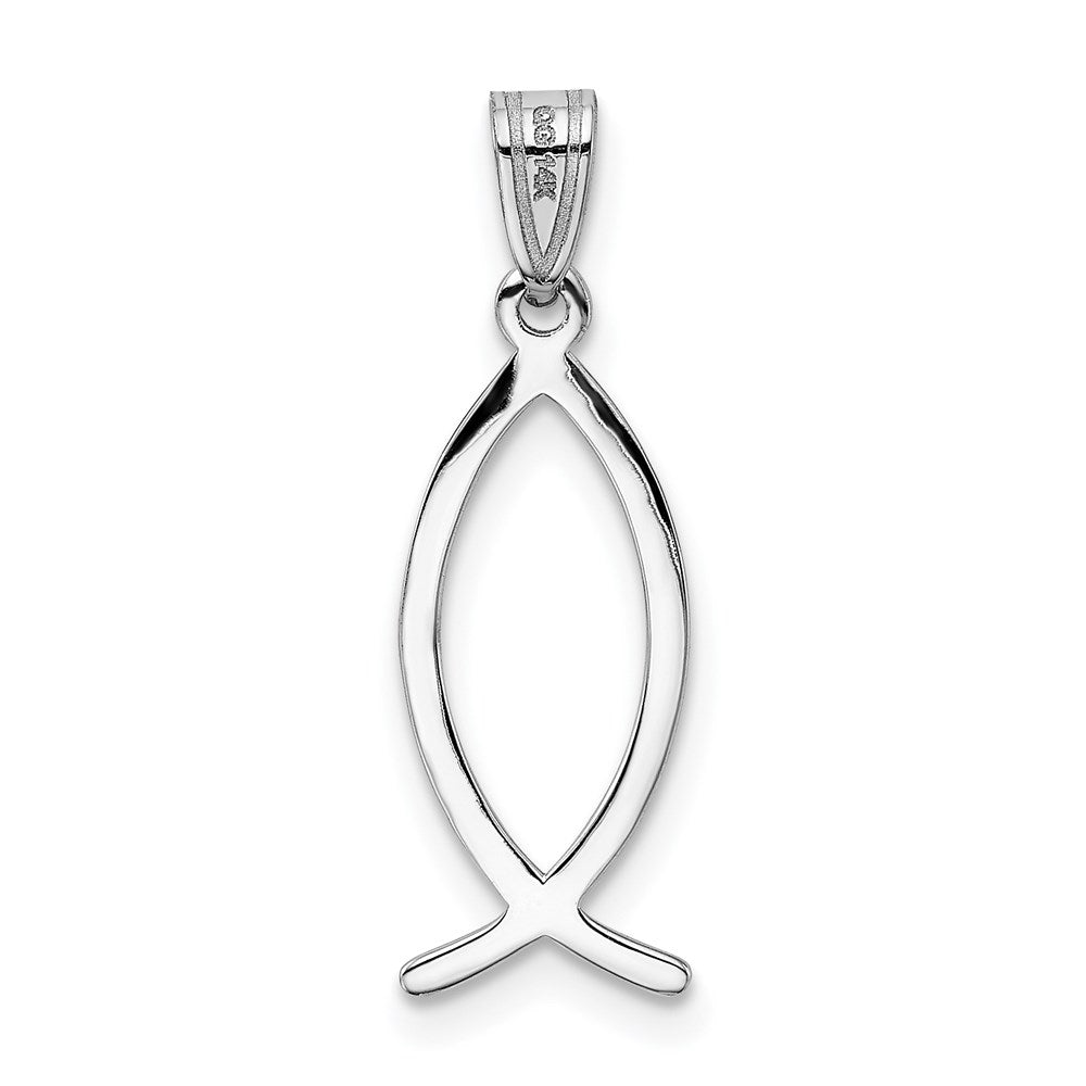 14k White Gold Ichthus Fish Pendant 4