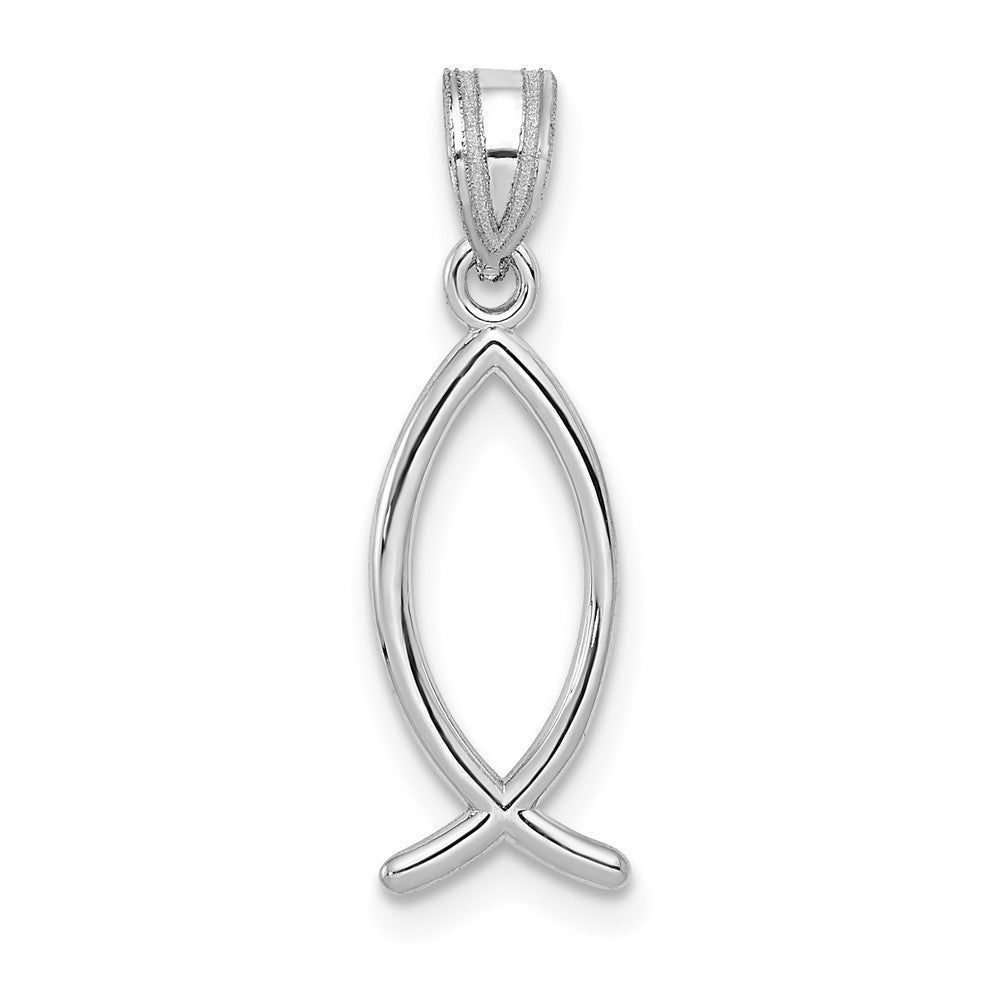 14k White Gold Ichthus Fish Pendant 1