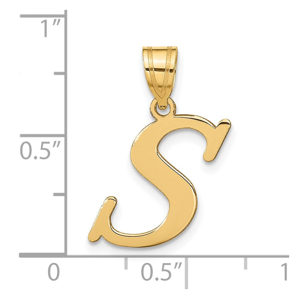 14k Polished Letter S Initial Pendant