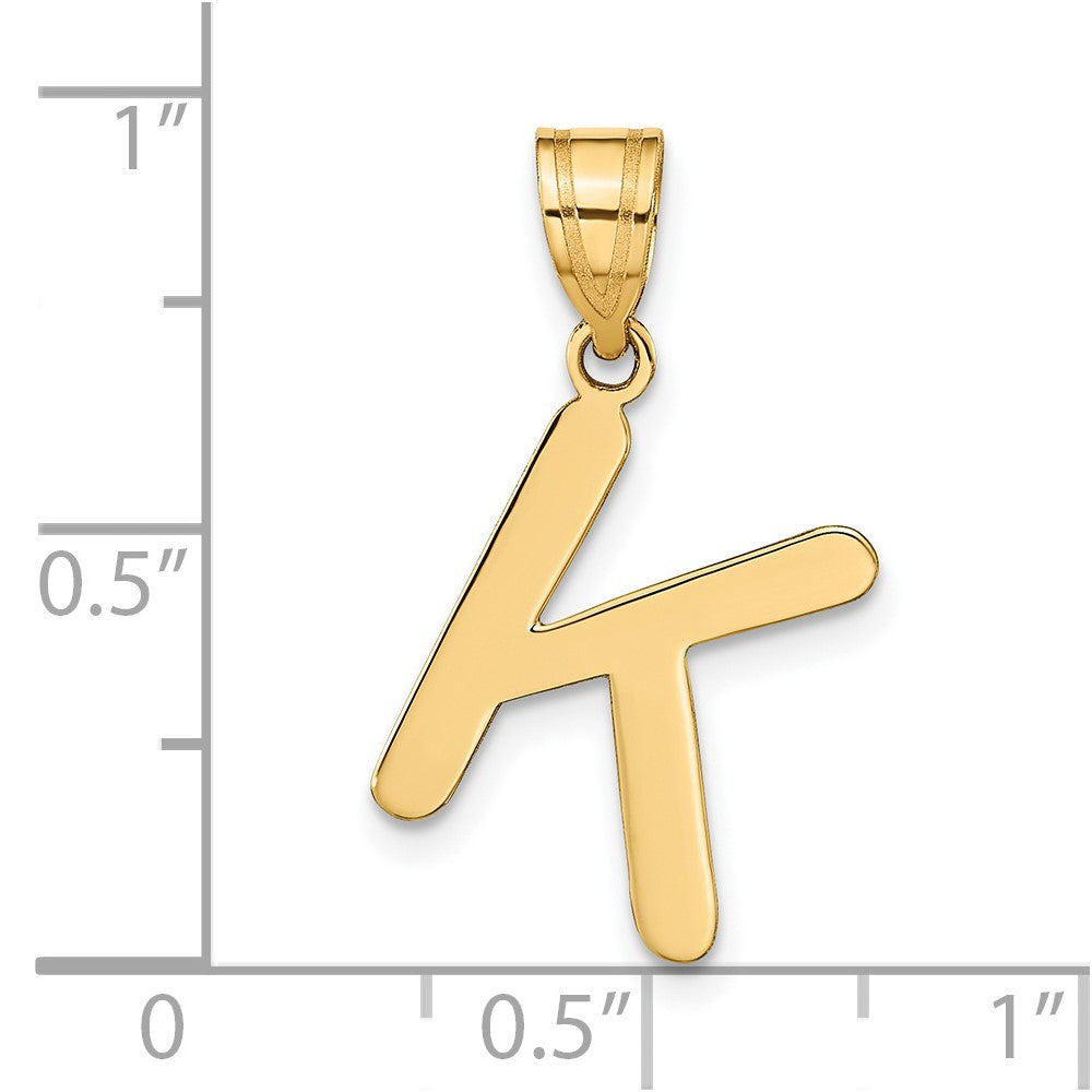 14k Polished Bubble Letter K Initial Pendant