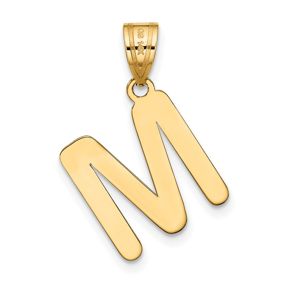 14k Polished Bubble Letter M Initial Pendant