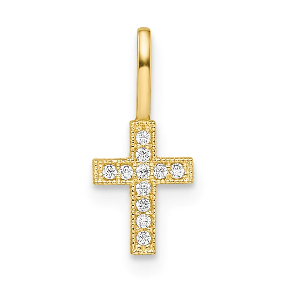 14k Yellow Gold CZ Cross Pendant – TreasureFineJeweler