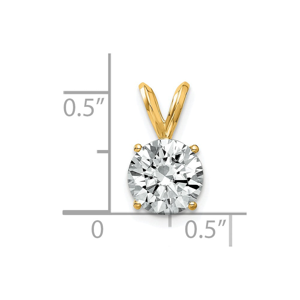 14ky 2ct. 8.0mm Round G H I True Light Moissanite Solitaire Pendant