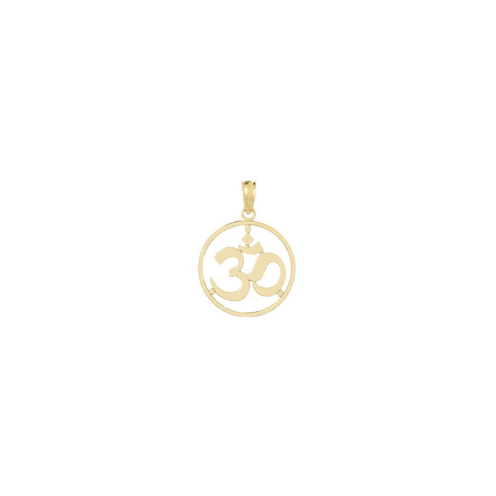 10K Cut-out Round Frame Yoga Om Symbol Pendant