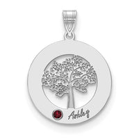 Tree of Life Cutout Circle Charm with Names and Birthstones