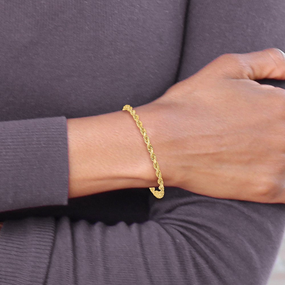 14K 7 inch 3.5mm Diamond-cut Rope with Lobster Clasp Chain