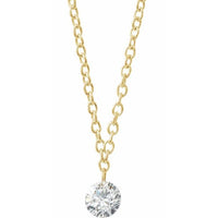 14K Yellow Gold 1/6 CT Drilled Natural Diamond Solitaire 16-18" Necklace