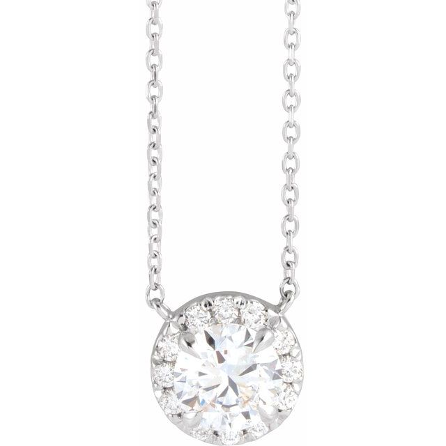 14K White Gold 1 CTW Lab-Grown Diamond French-Set 16-18" Necklace