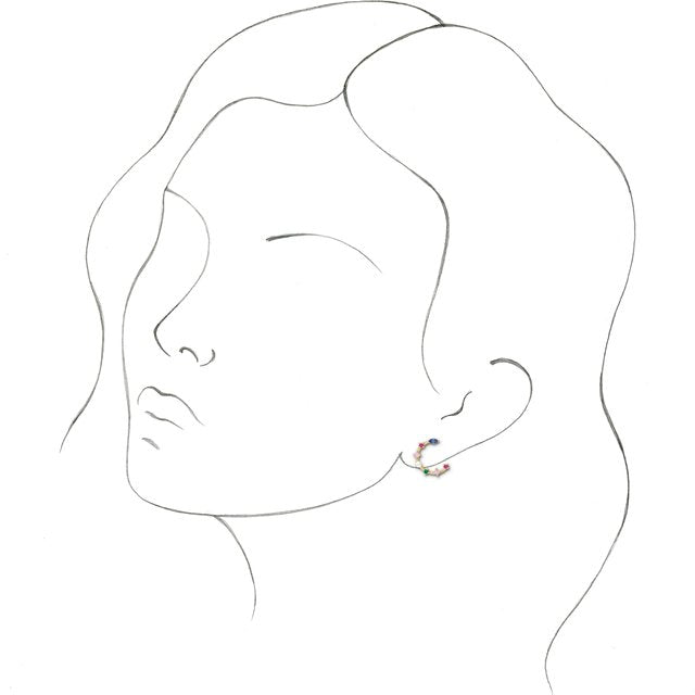 14K Yellow Gold Cultured Freshwater Pearl & Natural Multi-Gemstone Earrings