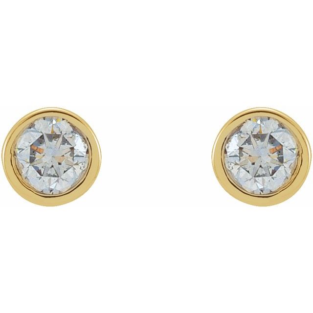 14K Yellow Gold 1/8 CTW Natural Diamond Micro Bezel-Set Earrings