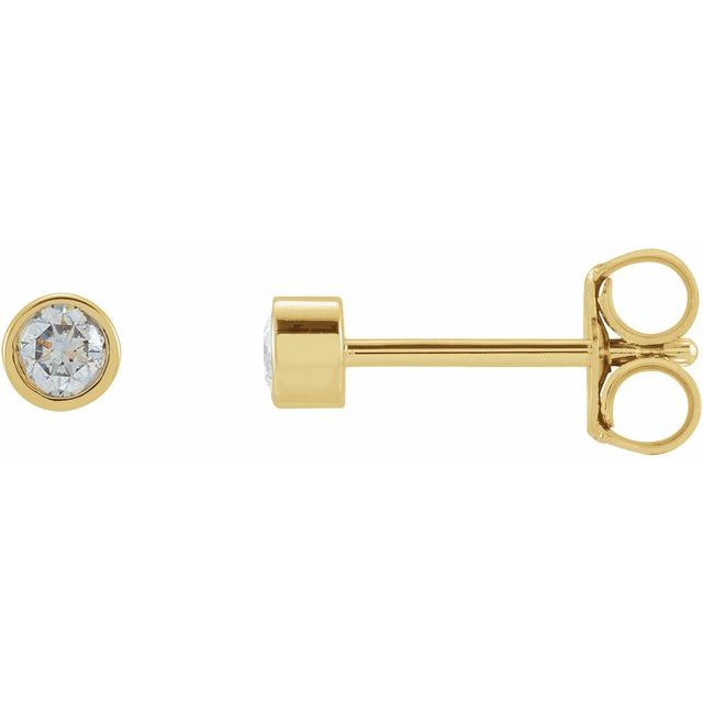 14K Yellow Gold 1/8 CTW Natural Diamond Micro Bezel-Set Earrings