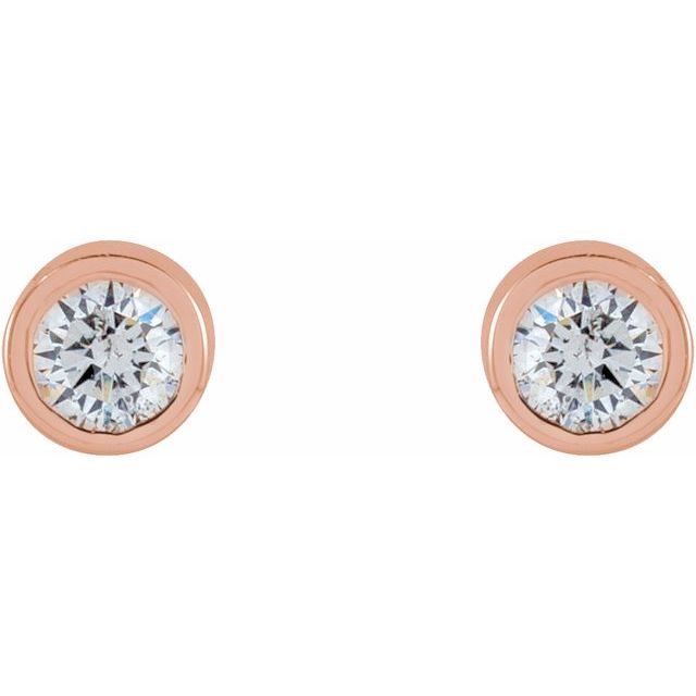 14K Rose Gold .04 CTW Natural Diamond Micro Bezel-Set Earrings
