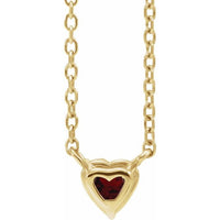 14K Yellow Gold Natural Mozambique Garnet Heart 16-18" Necklace