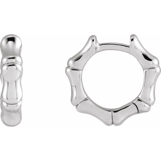 Sterling Silver 12 mm Bamboo Hinged Hoop Earrings