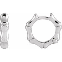 Sterling Silver 12 mm Bamboo Hinged Hoop Earrings