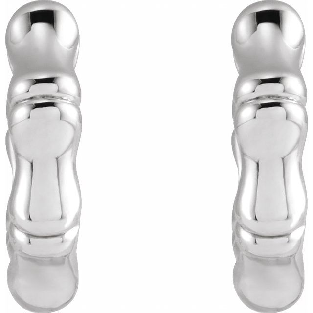 Sterling Silver 12 mm Bamboo Hinged Hoop Earrings
