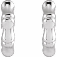 Sterling Silver 12 mm Bamboo Hinged Hoop Earrings
