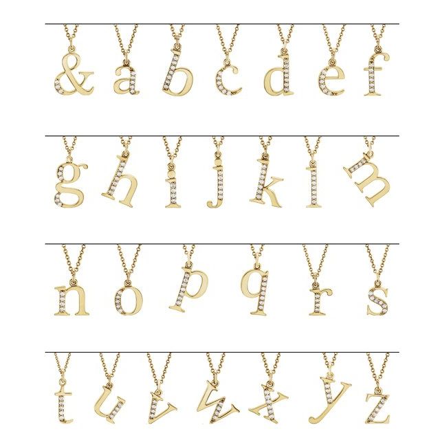 14K Yellow Gold .025 CTW Natural Diamond Lowercase Initial A 16" Necklace