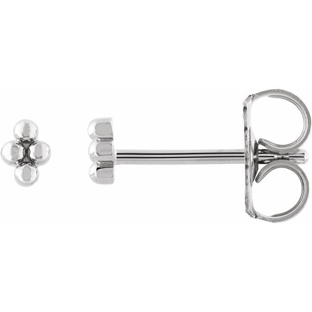 14K White Gold Tiny Beaded Earrings