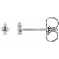 14K White Gold Tiny Beaded Earrings