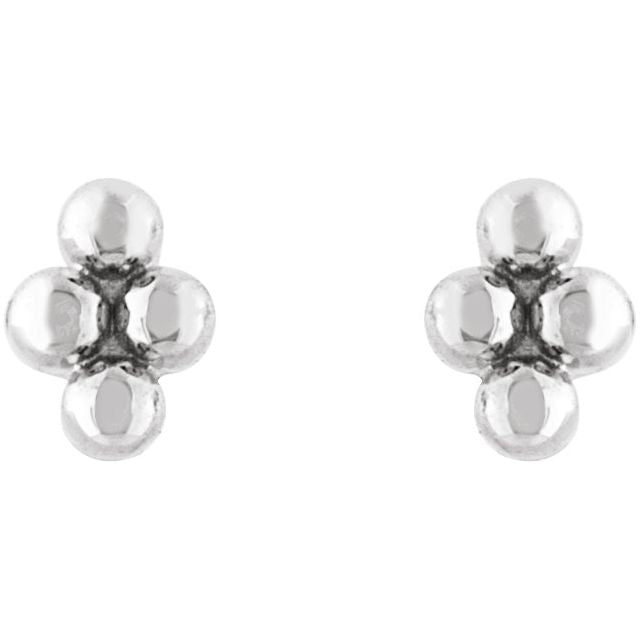 14K White Gold Tiny Beaded Earrings