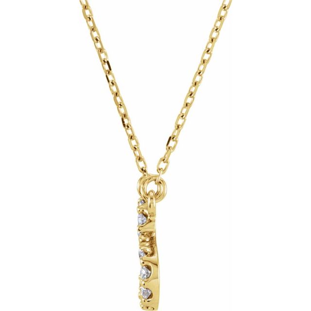 14K Yellow Gold 1/8 CTW Natural Diamond Initial A 16" Necklace
