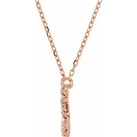 14K Rose Gold .08 CTW Natural Diamond Initial T 16" Necklace
