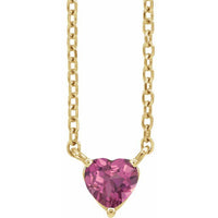 14K Yellow Gold Natural Pink Tourmaline Heart 16-18" Necklace