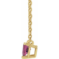 14K Yellow Gold Natural Pink Tourmaline Heart 16-18" Necklace