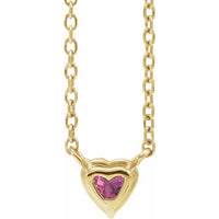 14K Yellow Gold Natural Pink Tourmaline Heart 16-18" Necklace