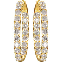 14K Yellow 3 CTW Diamond Inside-Outside Hinged 27 mm Hoop Earrings 2