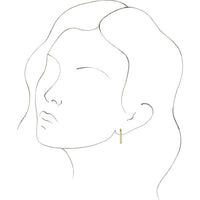 14K Yellow Gold 20 mm Elongated Oval Huggie Hoop Earrings