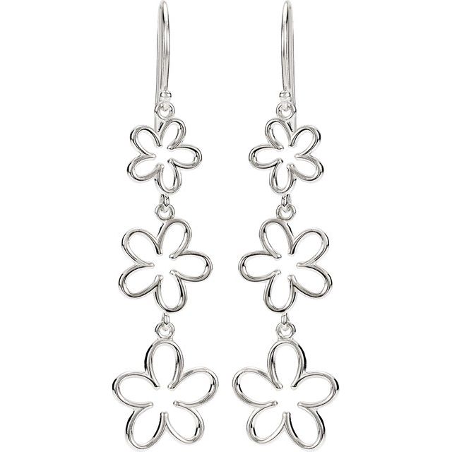 Sterling Silver Flower Dangle Earrings 2