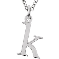 Sterling Silver Lowercase Initial k 16" Necklace