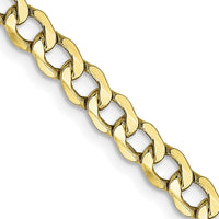 10k Yellow Gold 10k 4.3mm Semi-Solid Curb Link Chain