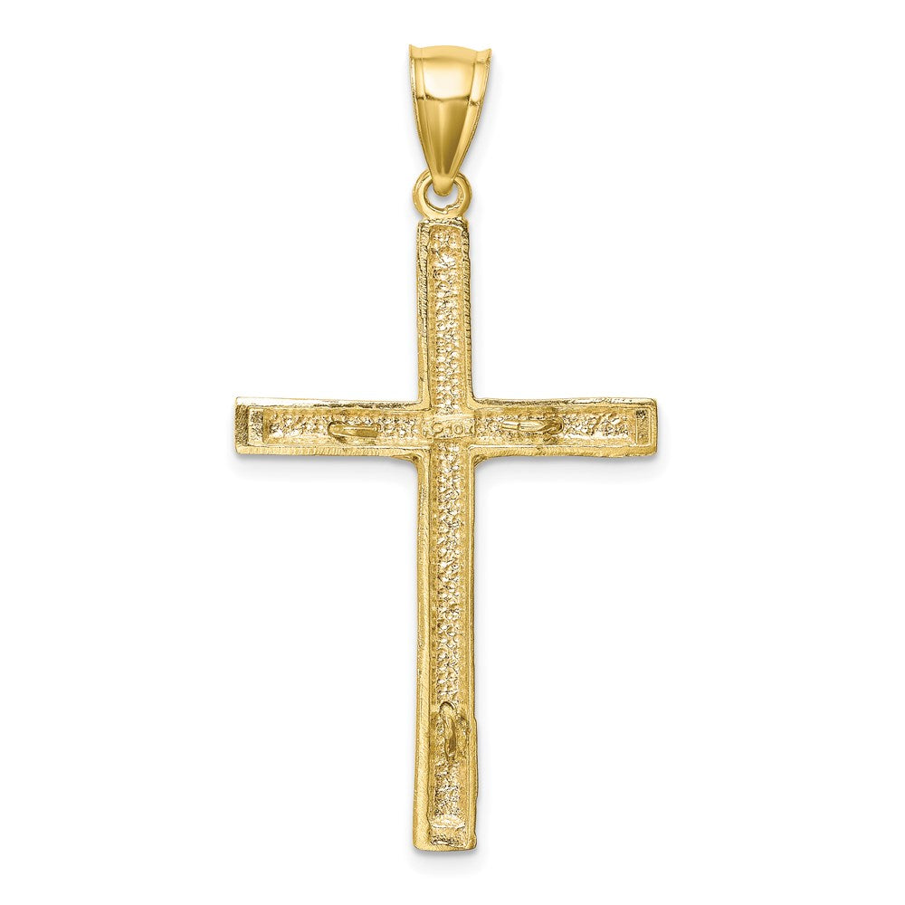 10K w/ Rhodium Diamond-Cut Crucifix Pendant