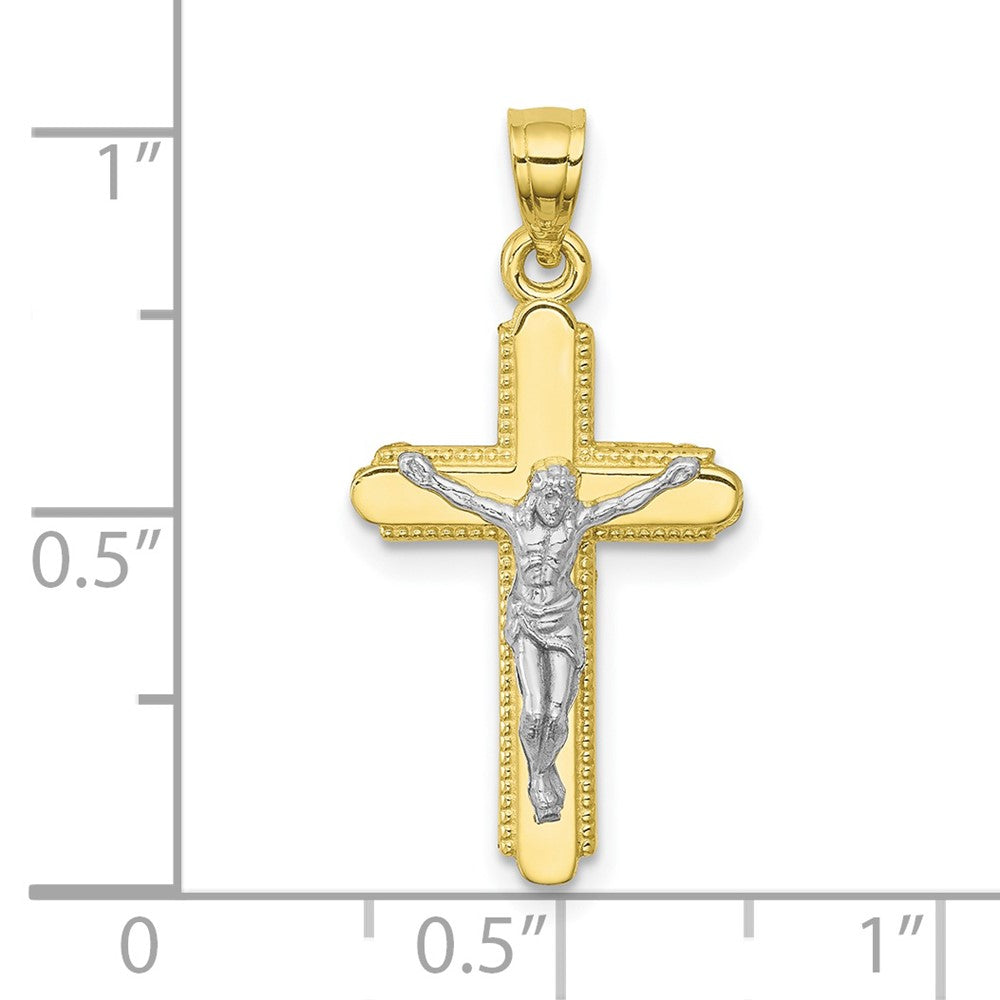 10K w/Rhodium Crucifix Pendant