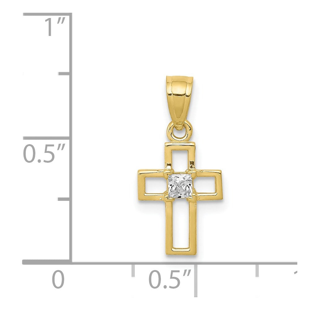 10k Small CZ Cross Pendant