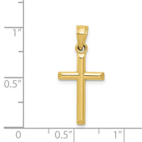 10k Polished Hollow Cross Pendant