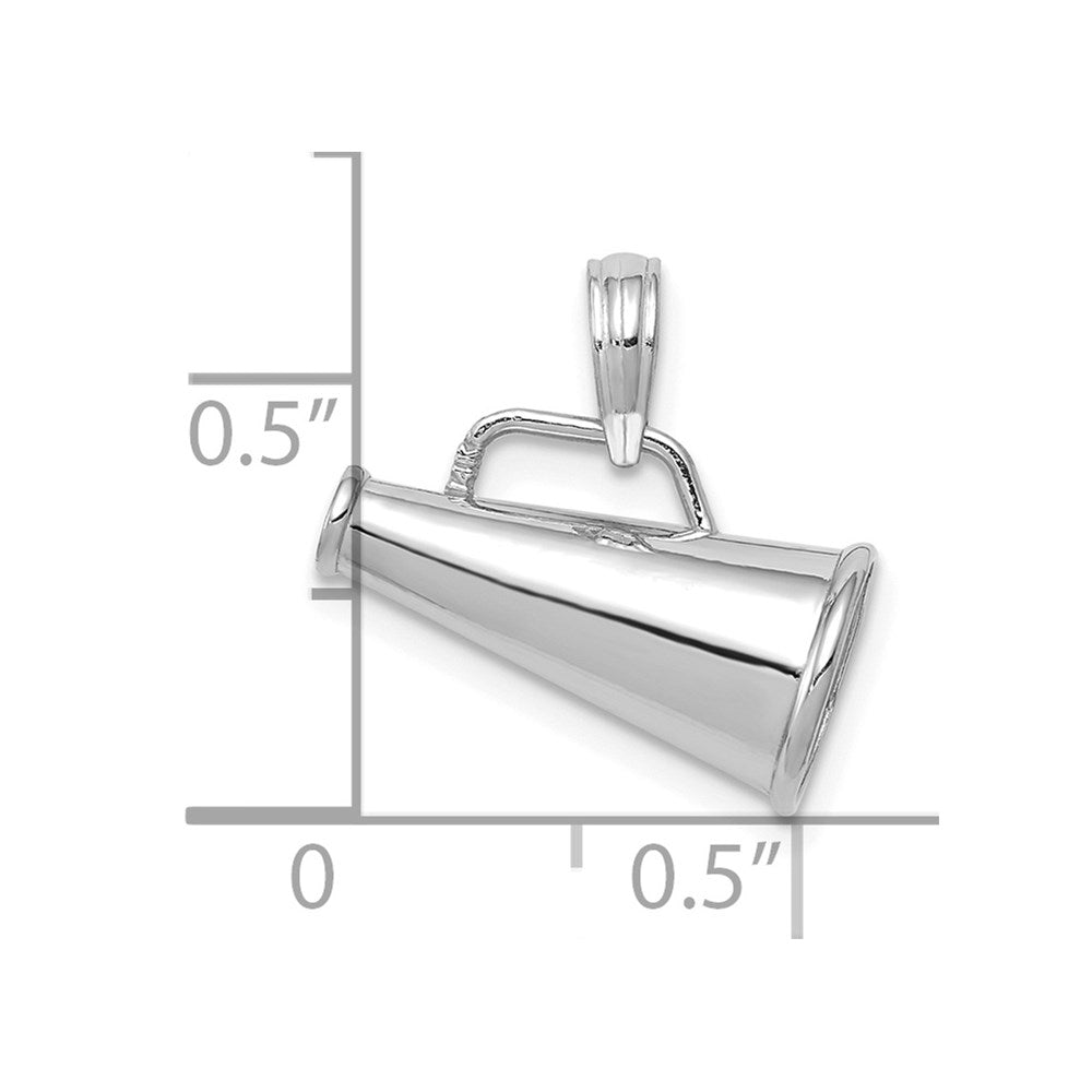 10K White Gold Polished 3-D Small Megaphone Pendant