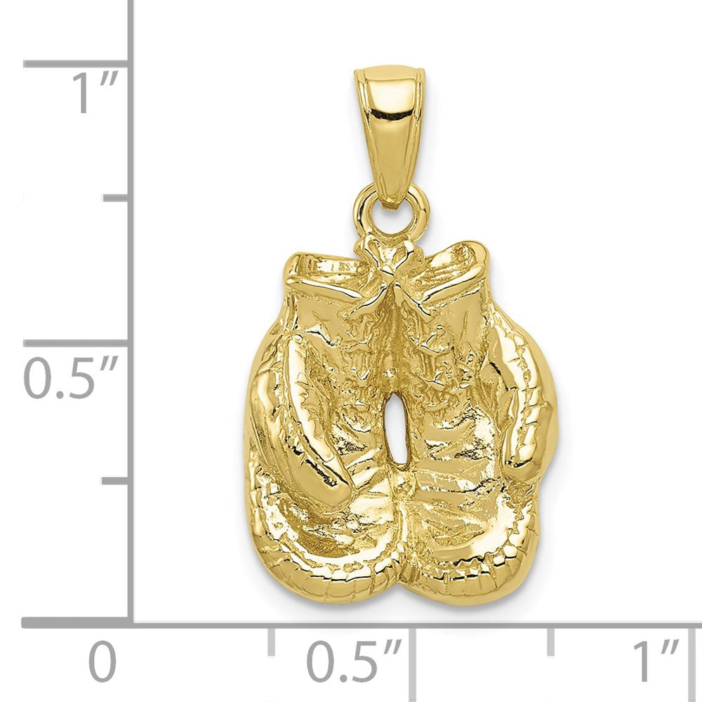 10K Solid Polished Open-Backed Boxing Gloves Pendant