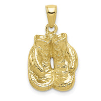 10K Solid Polished Open-Backed Boxing Gloves Pendant