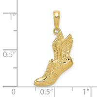 10K Polished Running Shoe Pendant