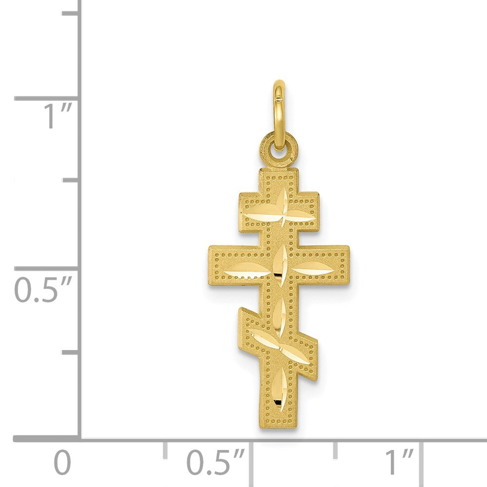 Claddagh Gold 10k Yellow Gold Eastern Orthodox Cross Pendant With 12 CZ Stones | Handcrafted In USA