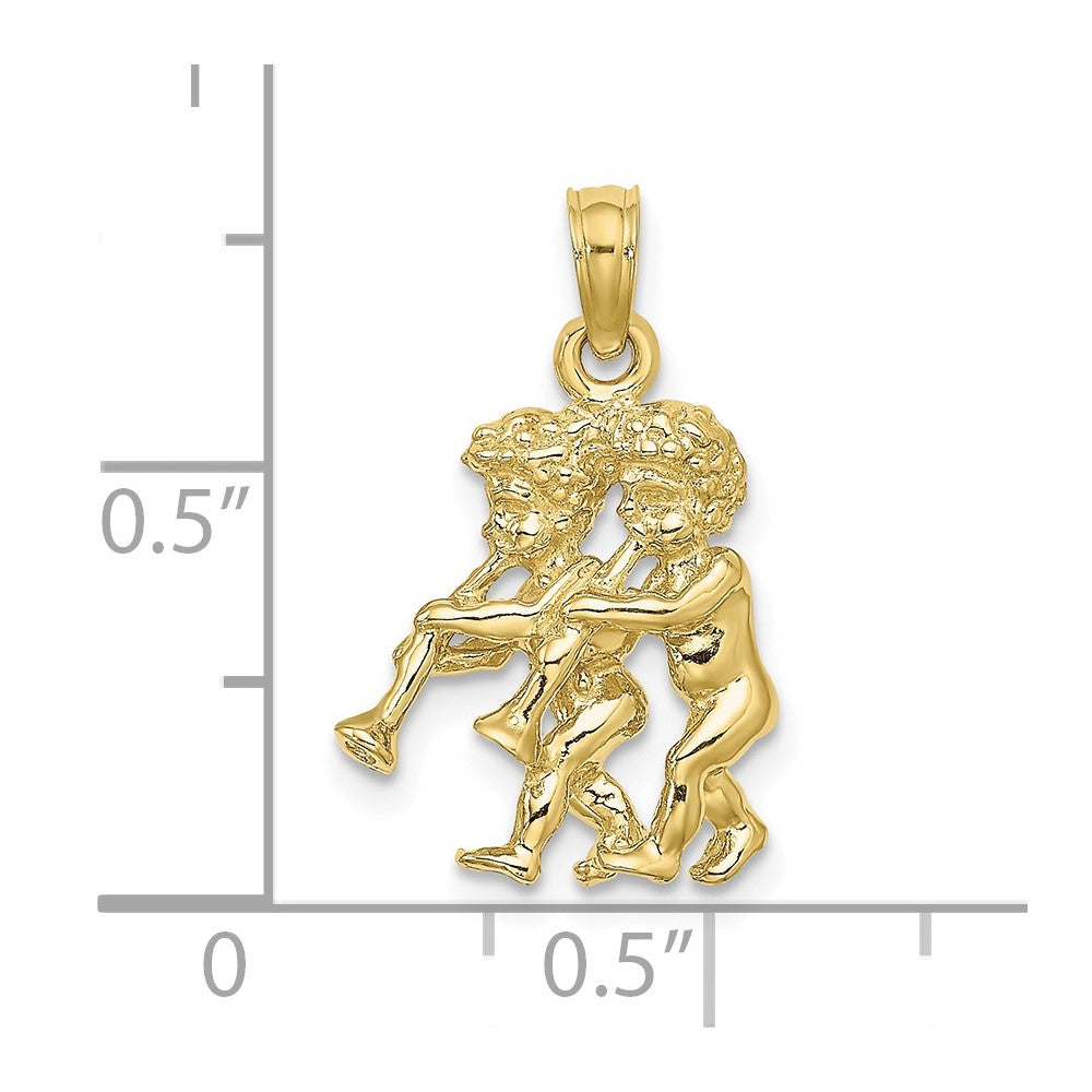 10K 3-D Gemini Zodiac Pendant