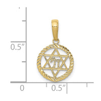 10K Star Of David And Chai In Circle Pendant