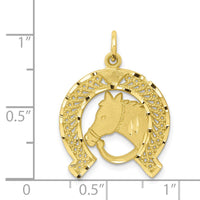 10k Solid Flat-Backed Horsehead in Horseshoe Charm
