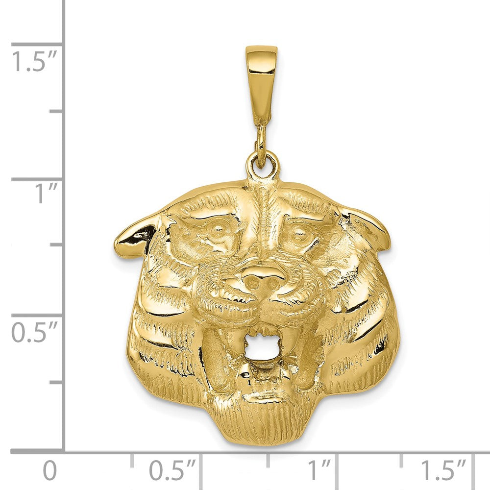 10K Solid Polished Tiger Head Charm