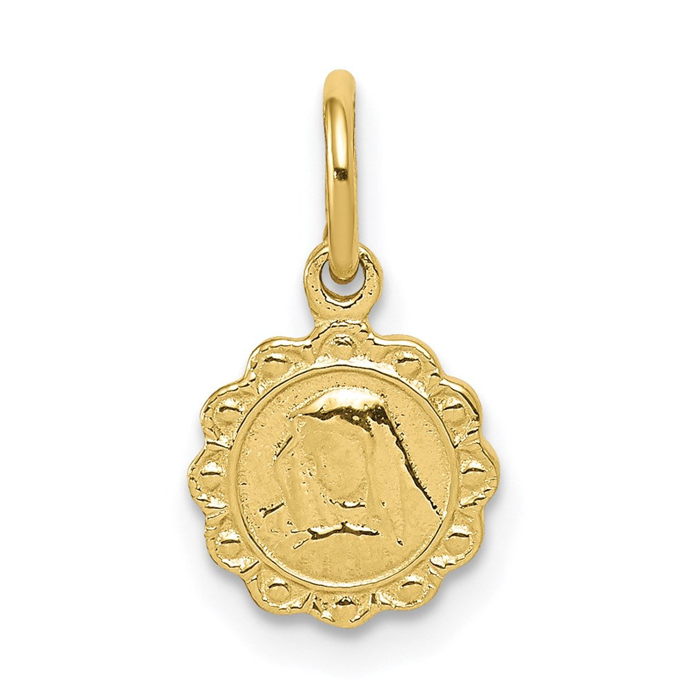10k Solid Satin Polished Our Lady of Sorrows Disc Pendant